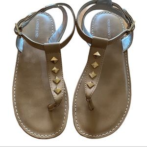 Lands End Girls Studded Sling-back Sandals Tan 13M